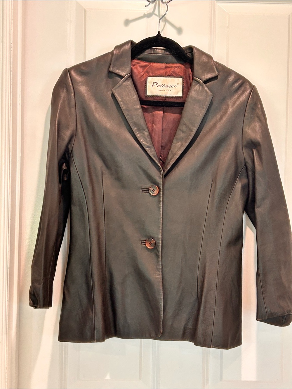 Vintage Pellacci Brown Genuine Leather Blazer 90s Made in USA Medium